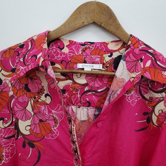 Chico's Pink Floral Button Down Shirt - Picture 10 of 14